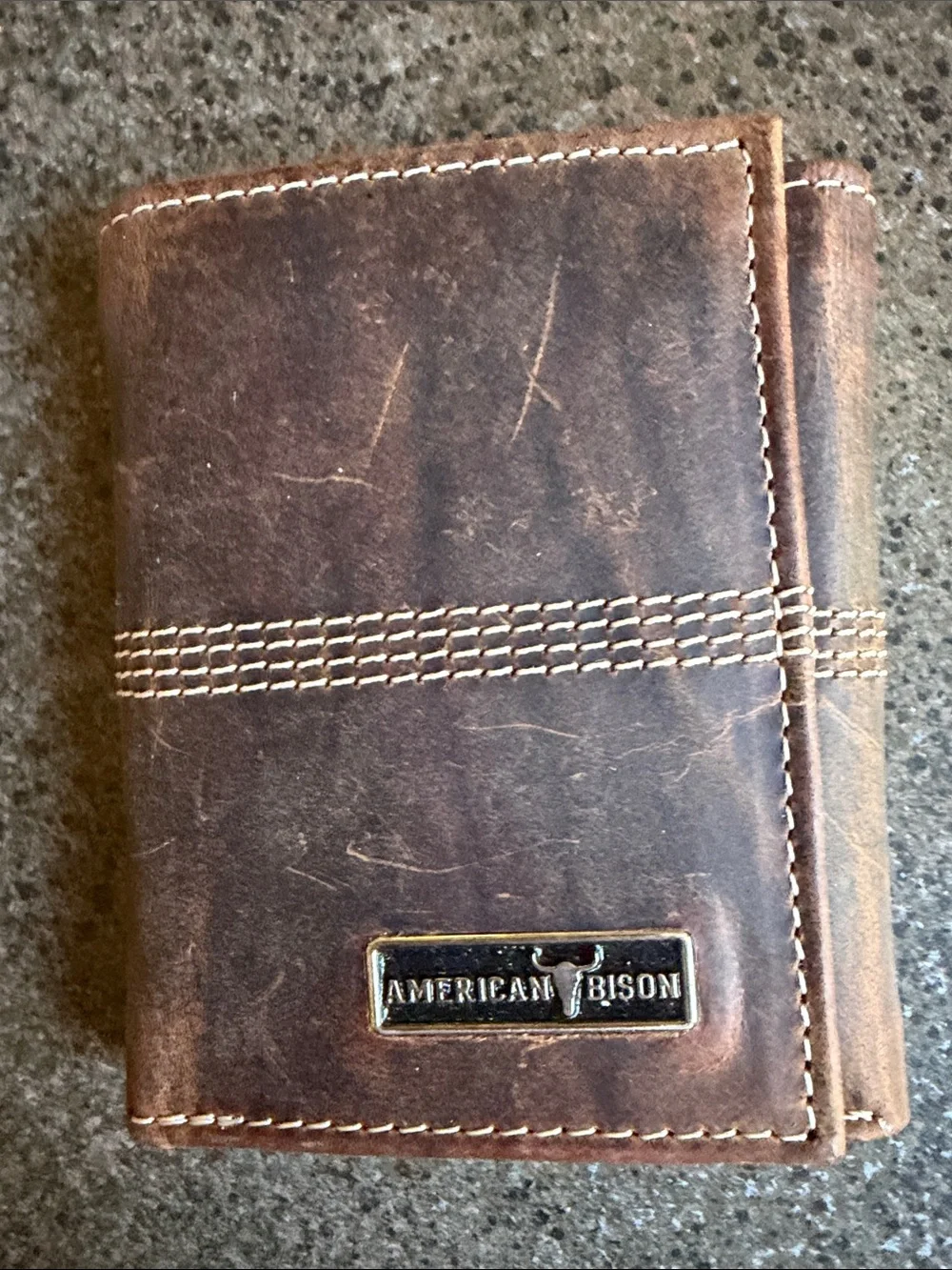 American Bison Leather Trifold Wallet